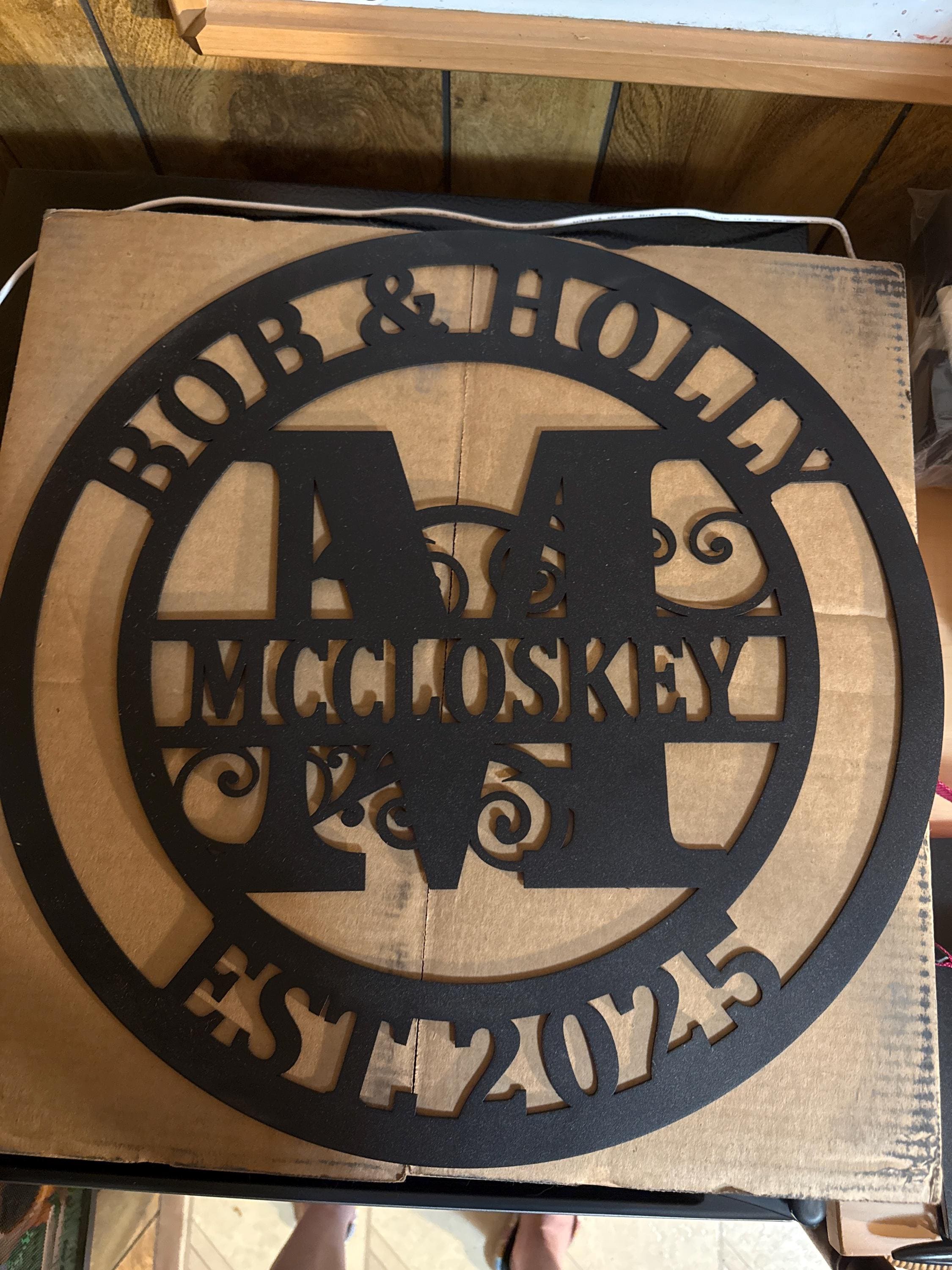 Custom metal monogram, personalized Family Name Metal Sign, Last Name Sign, Initial, Metal Monogram,  Housewarming Gift, Wedding Anniversary