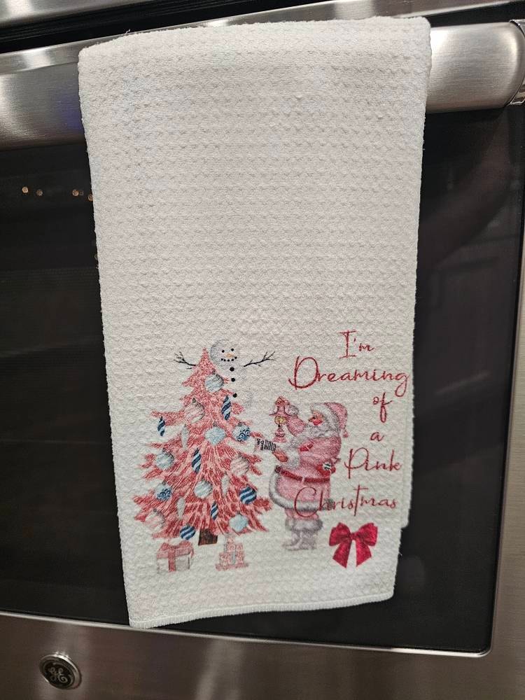 I'm Dreaming of a Pink Christmas Kitchen Towel-Tea Towel-Dish Towel-Christmas Kitchen Decor-Christmas Decor-Home Decor-Waffled Microfiber