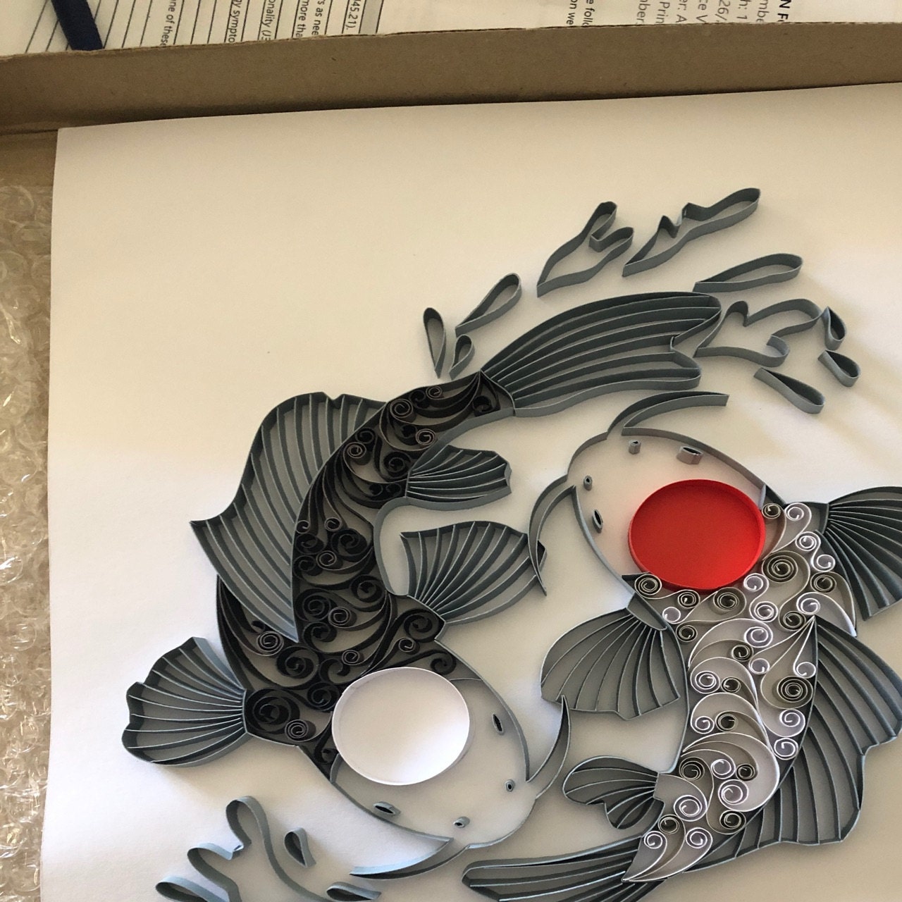 Quilled Paper Art Koi Fish Yin Yang Koi Fish Paper Art Etsy