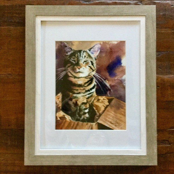 Brown Tabby Cat Art Print of My Watercolor Painting Cat in a Box - Etsy
