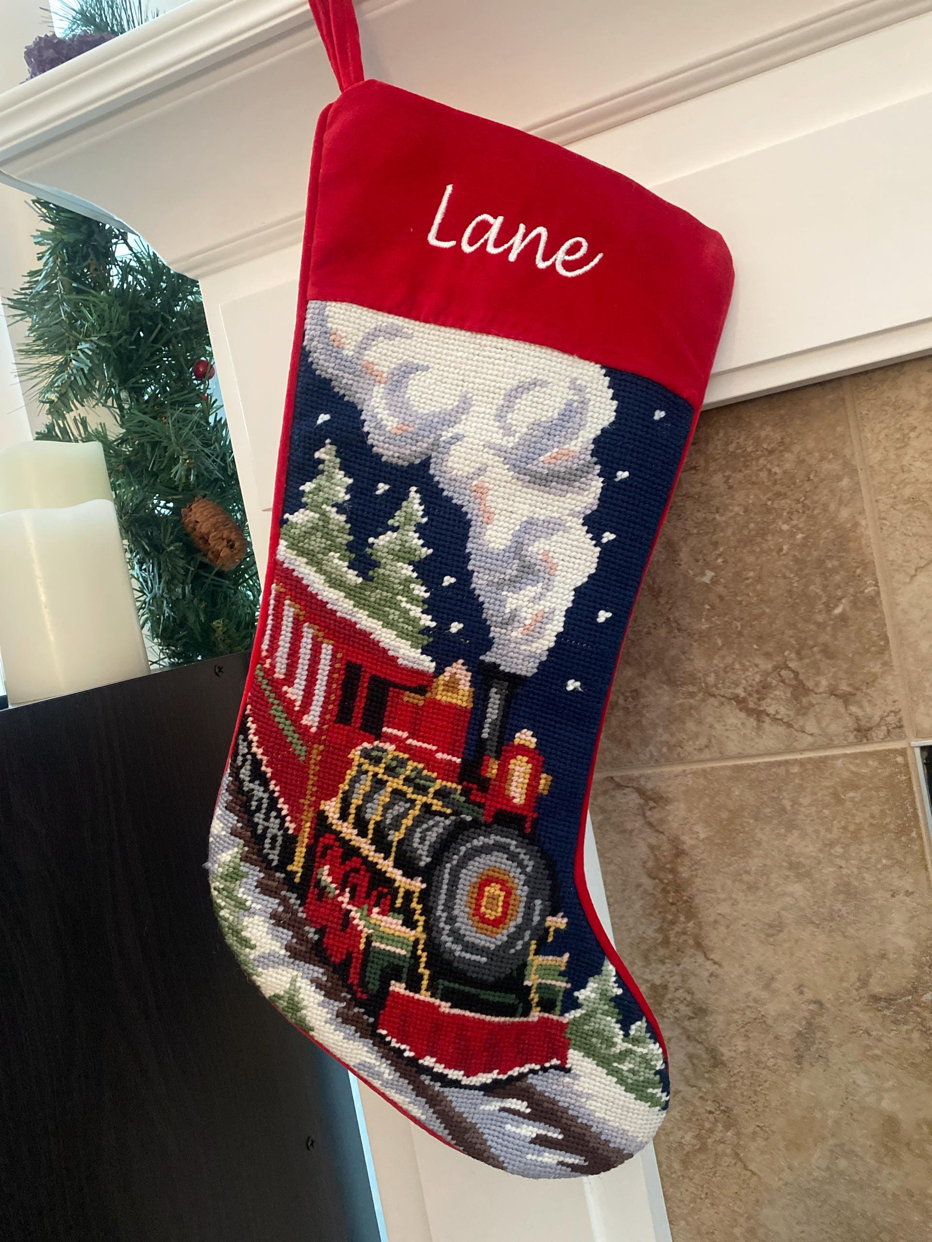 Needlepoint Christmas Stockings Personalized Santa Nutcracker Reindeer Old World Finished Embroidered Stockings with Names