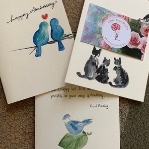 22pcs/lot Cute Hand Painting Birds and Flowers Fresh Watercolor postcards  Wedding Invited Cards Celebrating Congratulation