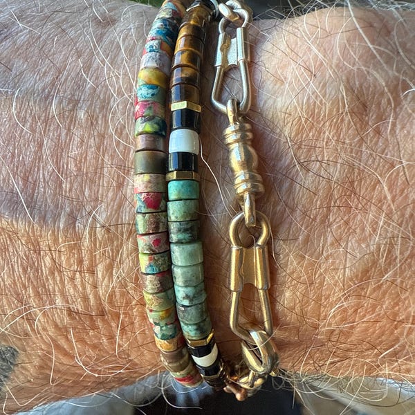 Olivenorma African Turquoise Tiger Eye Stone Bracelet Set