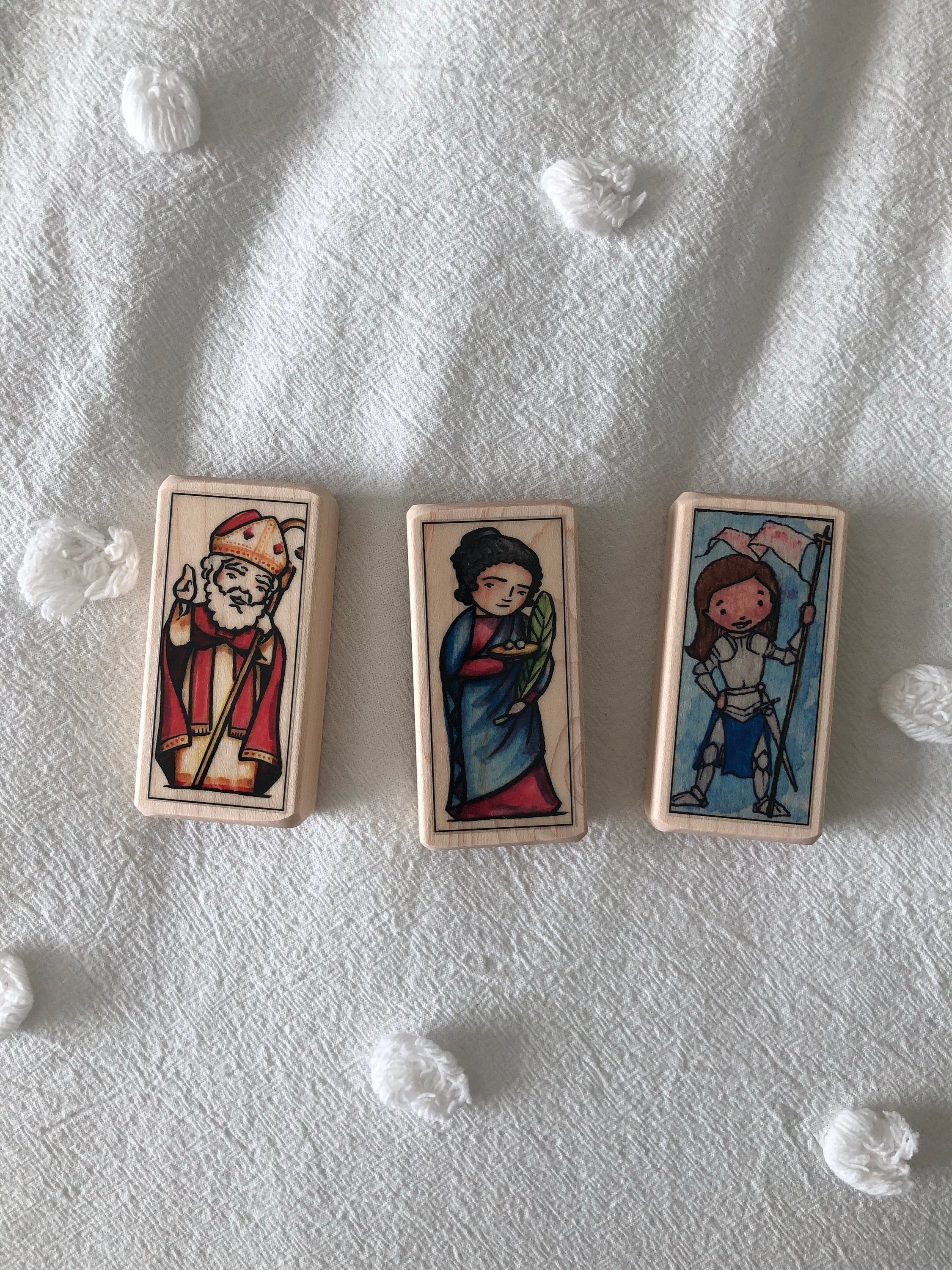 3 Patron Saint blocks of your choice with gift bag // 300+ saints to choose from // Catholic toys by AlmondRod Toys