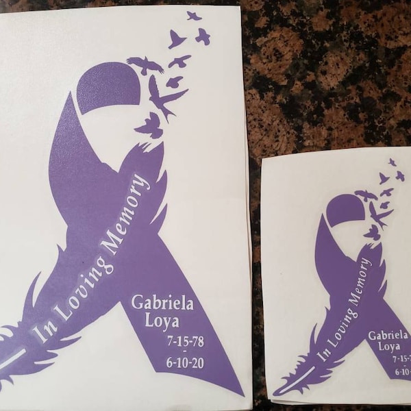 Memorial Ribbon Sticker Custom Memorial Awareness Ribbons, Personalized Name and Dates in ...