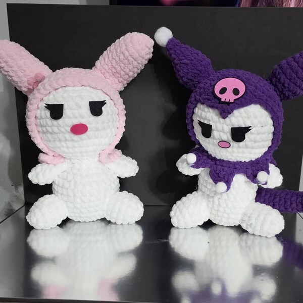 Crochet Kuromi and My Melody Pattern, Amigurumi Toy (PDF) - Etsy