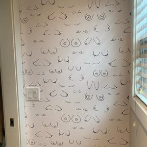 Nude Body Wallpaper Peel and Stick, Black and White Line Art Female Canvas Removable Wall Paper