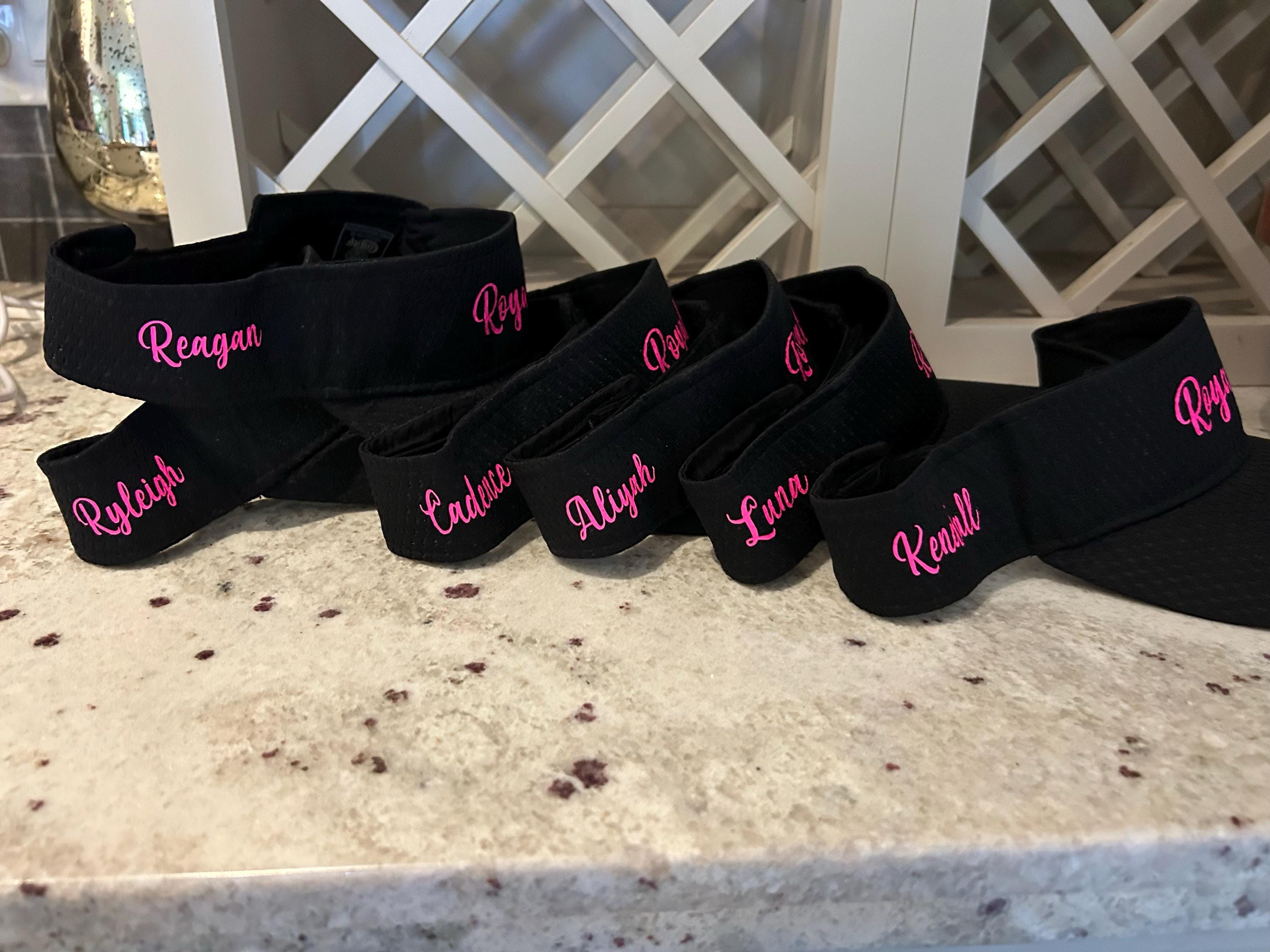 Mesh athletic Tennis visors perfect for day league tennis usta league team names on the side of the visor done in HTV NOT EMBROIDERED
