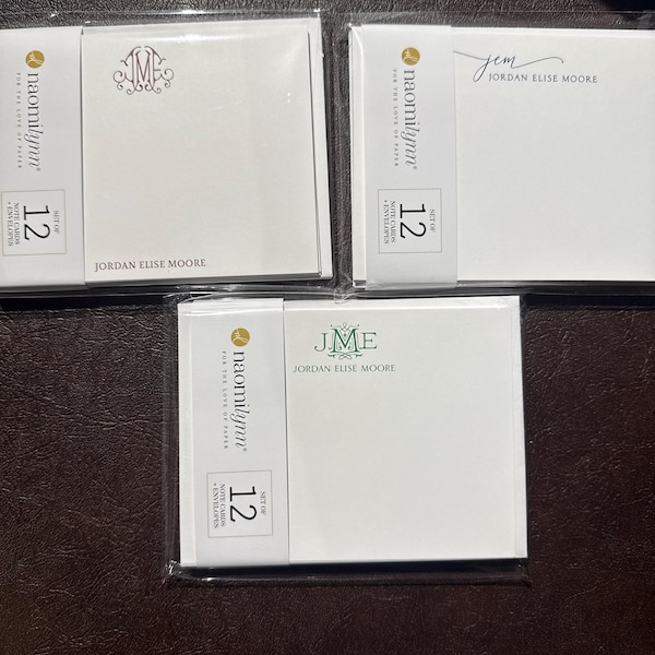 Personalized Note Card Set - EXQUISITE SCRIPT MONOGRAM - Women's ...