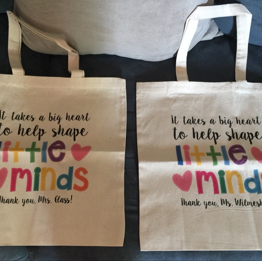 teacher tote bag - adorable teacher tote for kindergarten, first grade - teacher gift big heart to help shape little minds 22MSCL-022-BBag