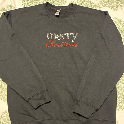 Rhinestone Merry Christmas Round Neck Sweatshirt