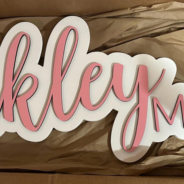 Personalized 3D Nursery Baby Name Sign | Custom Wood Name Plaque ...