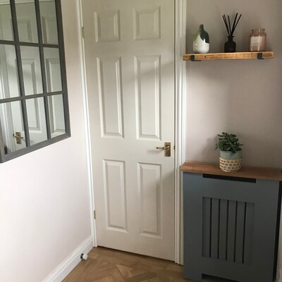 Solid Oak Top Grey Radiator Cover Custom Fit UK - Etsy