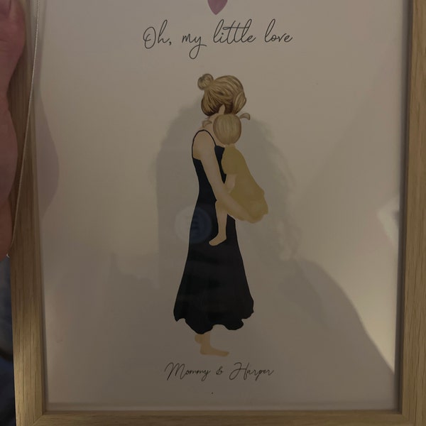 Personalized Framed Wall Art for Mother With Daughter, Mom and Baby ...