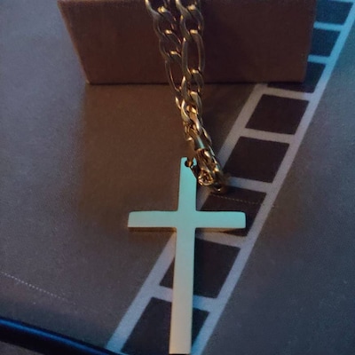 Waterproof Cross Necklace Mens 14K Gold Cross Pendant & - Etsy