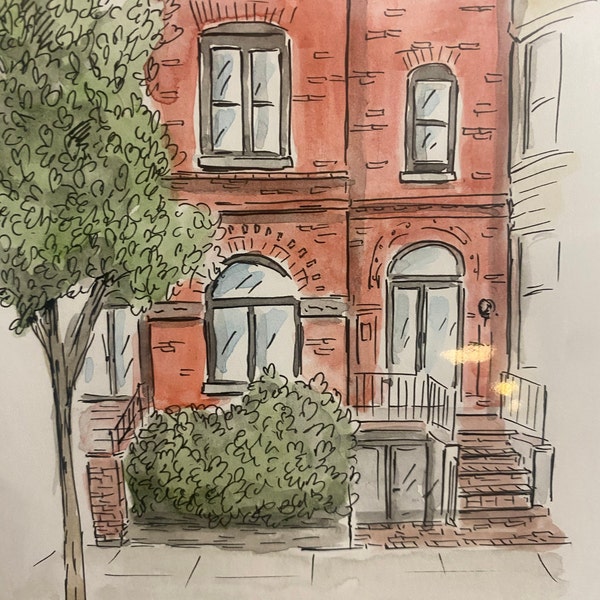 Custom House Hand-drawn Sketch 8x10 Pen Ink Drawing Doodle Bar Home ...