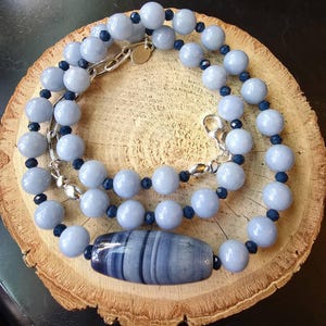 Natural Angelite Smooth Round Beads - 4mm 6mm 8mm 10mm 12mm 15.5" Strand
