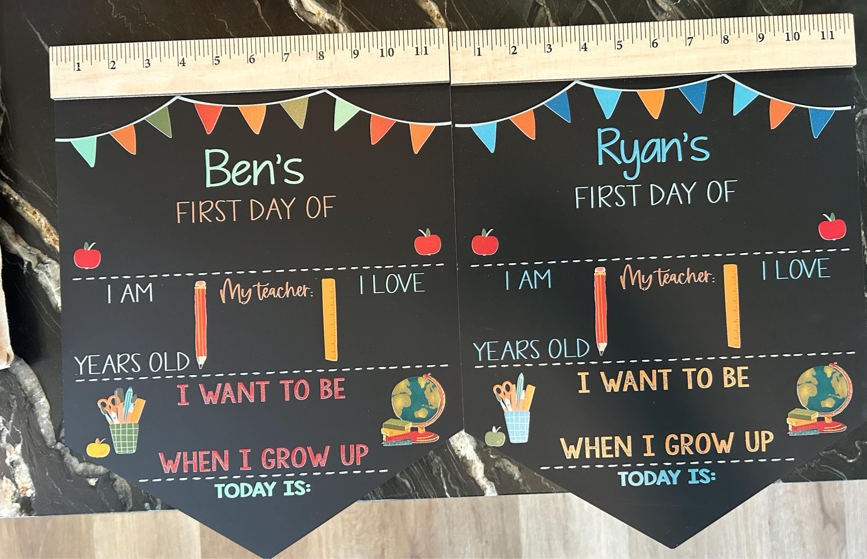 First Day of School Sign, Back to School Chalkboard, Reusable 1st Day Board, Last Day, Kindergarten, First Grade, Preschool, Ruler, BloomOwl