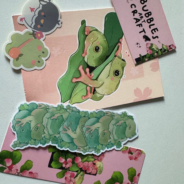 Frog Stack Bookmark | Frog Art | Cute Bookmark | Laminated ...