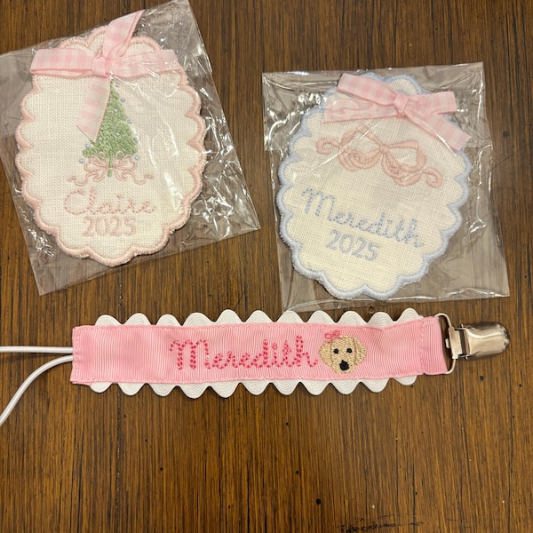 Monogrammed Pacifier Clip | Personalized Embroidered Paci Holder | Baby ...