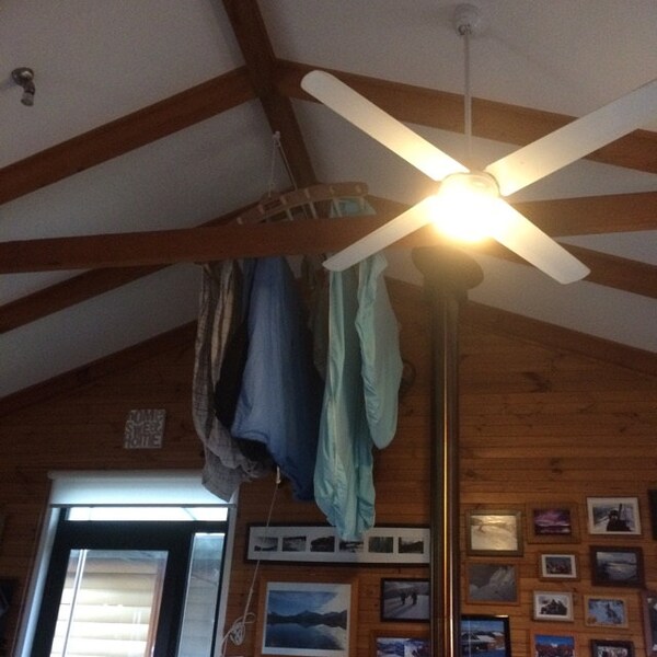 6 Lath Wooden Hanging Clothes Drying Rack or Pot Rack - Ceiling Mounted ...