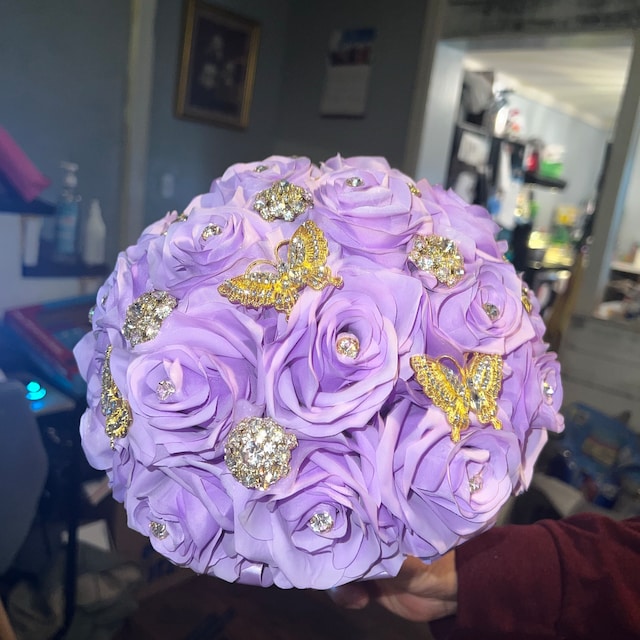 5 head Lilac Butterfly Bouquet Artificial Flowers For - Temu