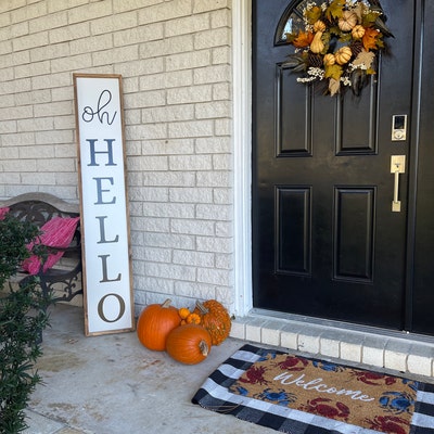 Oh Hello Welcome Porch Sign, Porch Decor, Front Porch Sign, Porch Sign ...