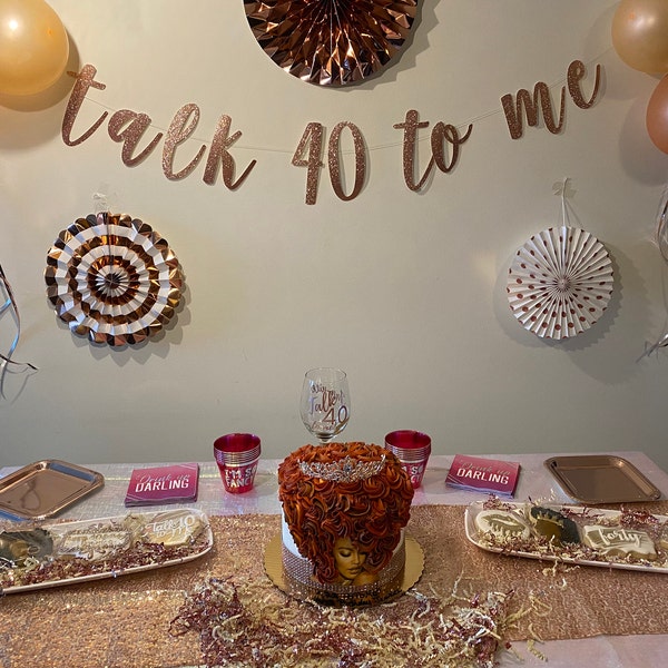 Talk 40 to Me Banner | 40th Birthday Decoration | 40 and Fabulous | 40 ...