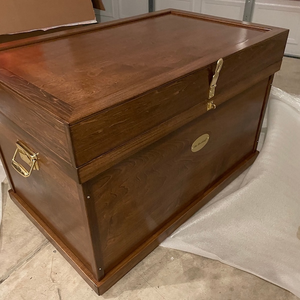 Classic Wood Tack Trunk With Brass Nameplate and Trunk Cover - Etsy