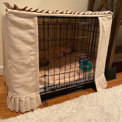 Fresh Look at Designer Custom Dog Crate Cover In Gray Coordinates Front Opening