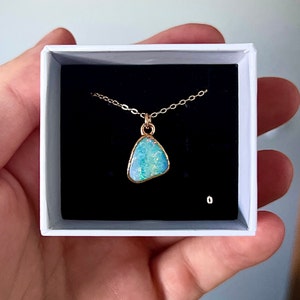 Customer photo from John, Raw Australian Opal Necklace with Paperclip Chain