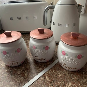 smeg tea coffee sugar canisters white