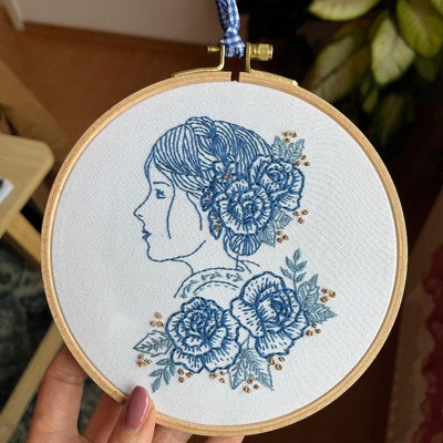 medium lady 24 blue white embroidery main image 0