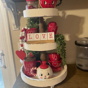 Red & White Valentines Day Tiered Tray Set Mix and Match Items, Mini ...