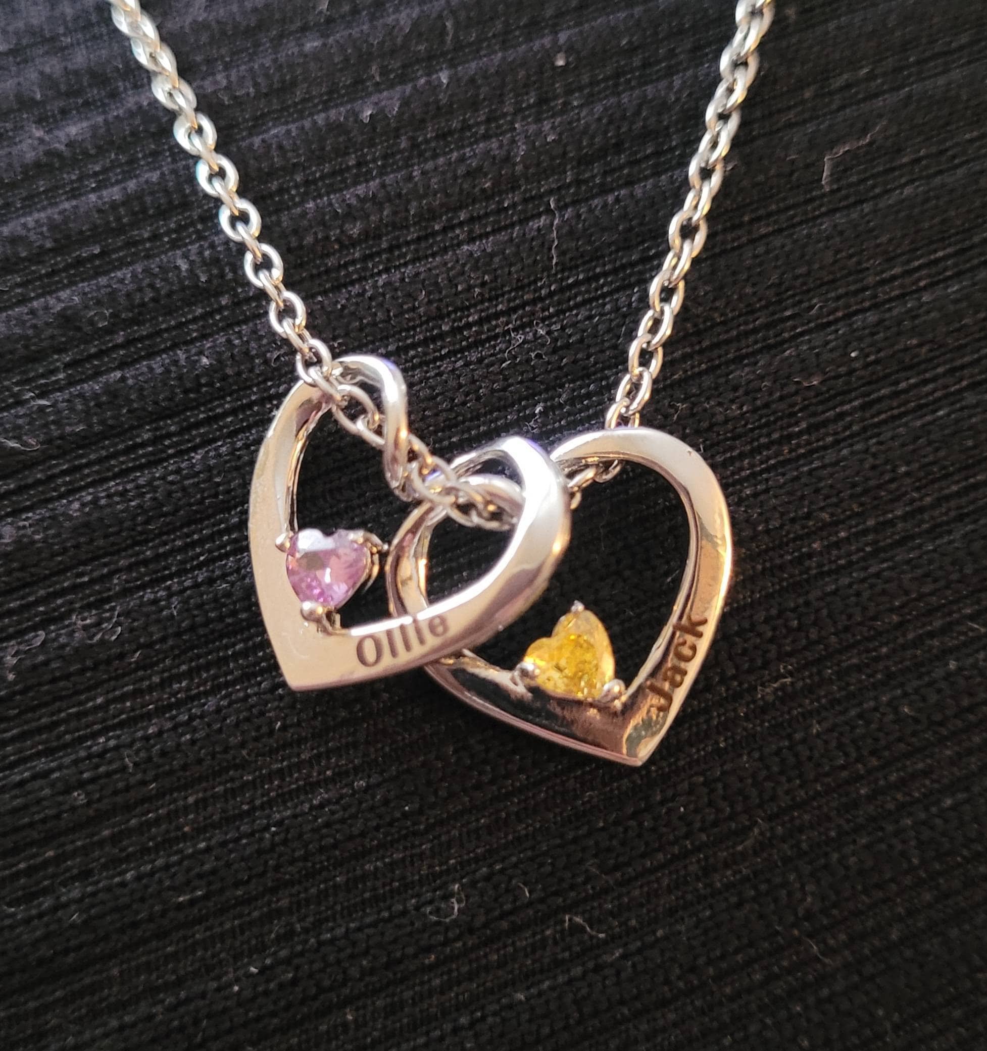 Personalized Birthstone Name Necklace, Custom Name Necklace, Heart Birthstone Necklace, Family Name Jewelry, Gift for Mom