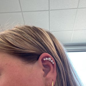Lobal Domination Antique Silver Flower Helix Tragus Stud | 16g CZ Cartilage Earring
