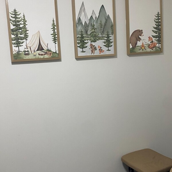 Safar Anmals Boys Nursery Bedroom Prnts Set Of 3, Personalsed Name