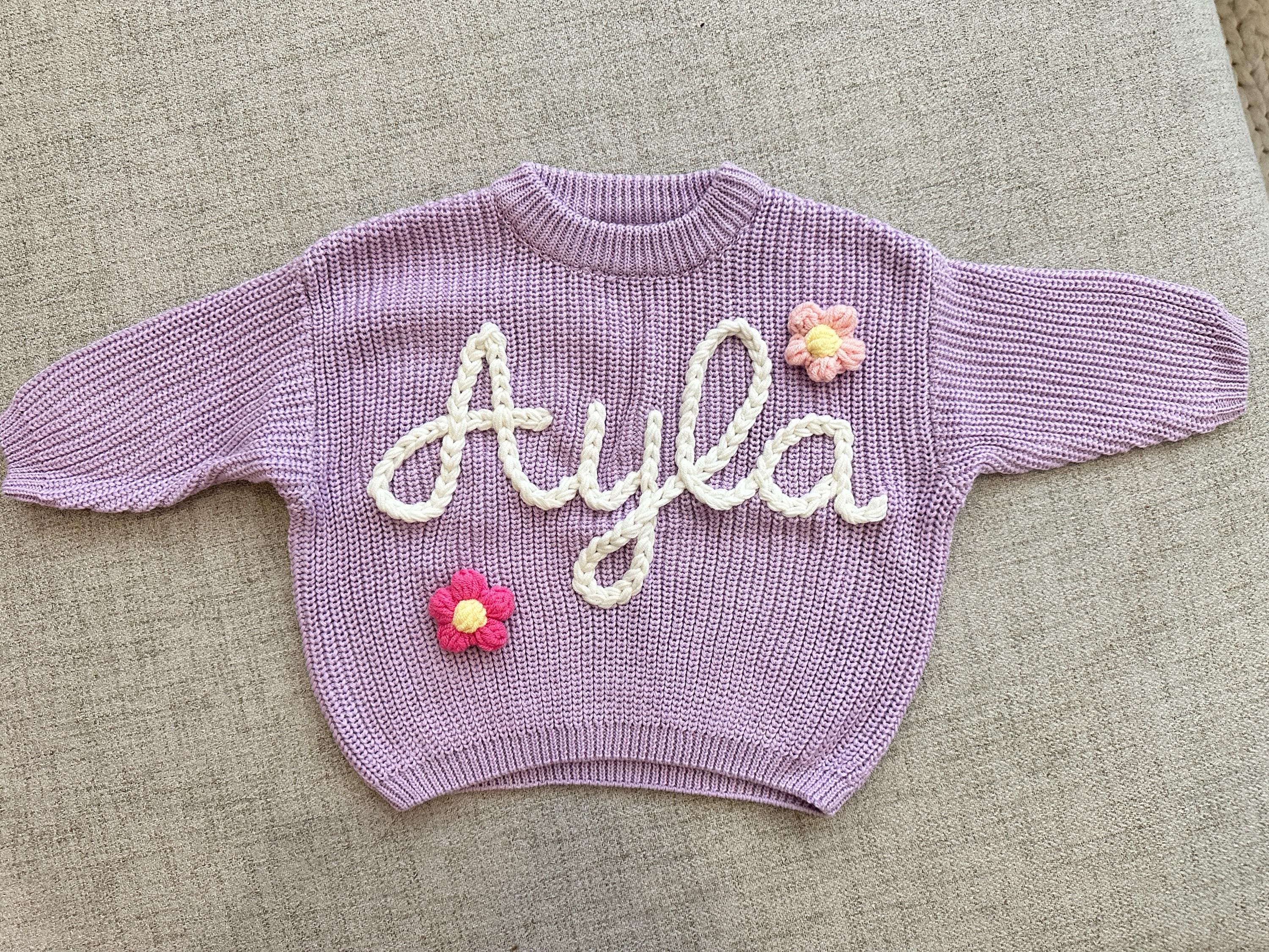 Custom Name Baby Sweater,Personalized Hand Embroidered Baby Sweater,Cute Baby Girls Sweater With Name,Baby Shower Gift,Christmas Gift Baby