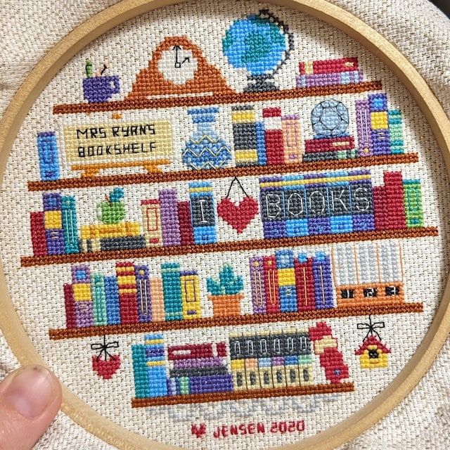 Love Books Cross Stitch Pattern, Book Lover Embroidery, Girl