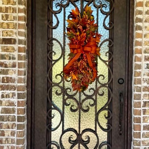 Fall Leaf Swag, Autumn Front Door Wreath, Centerpiece Arrangement, Wall ...
