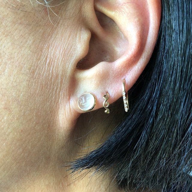 LECTNORE Set 8 Orecchini Piercing Elica In Acciaio Chirurgico | 16G 8mm | Conchiglia, Opale, Zircone, Pentagramma | Oro