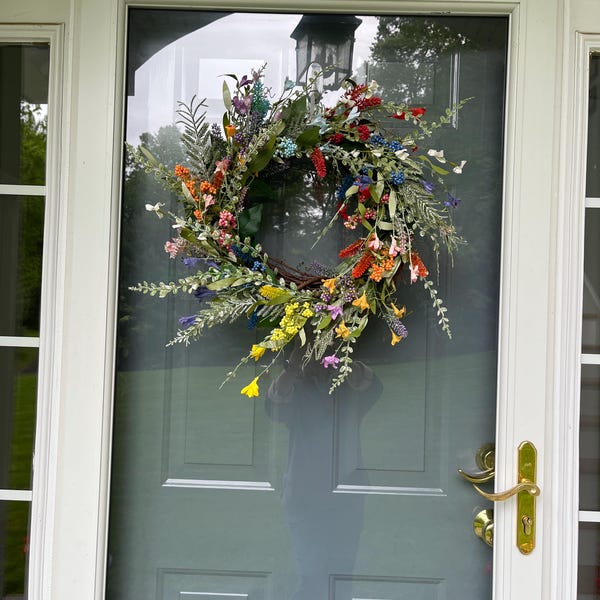 Hello Spring Wreath – Colorful Mesh Front Door Decor, Easter Wreath ...