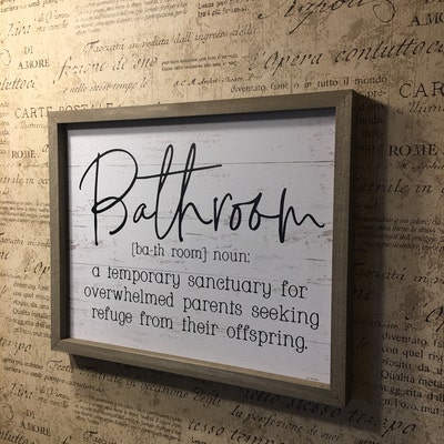 Bathroom A Temporary Sanctuary Farmhouse Style Wood Wall Decor Sign - Etsy