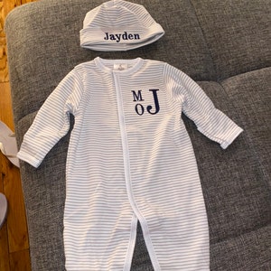 Baby Boy Coming Home Outfit Monogrammed Footie Baby Gift - Etsy