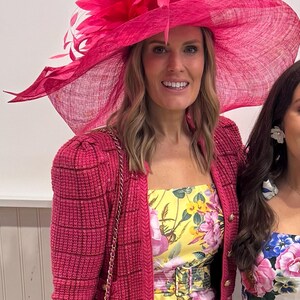 M22019F ( Hot Pink Hat ) Kentucky Derby Hat Church Hat Wedding Hat