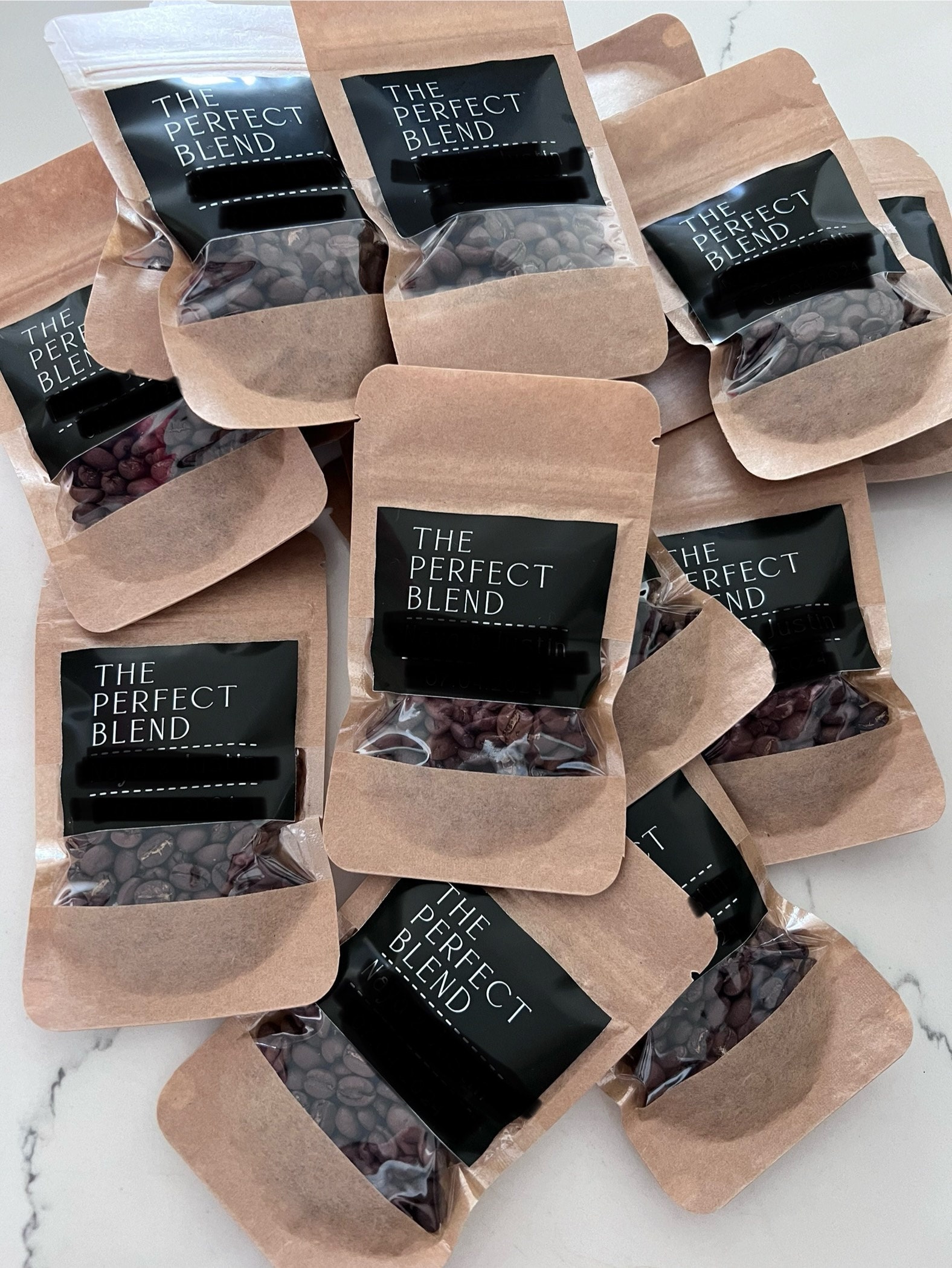 50 PCS Personalized Favors Coffee Bags, Wedding Favors diy,  The Perfect Blend, Bridal Shower Favors, Resealable Coffee Bags