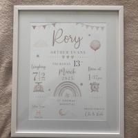 New Baby Personalised Print | Birth Details Gift | Keepsake Print | New ...