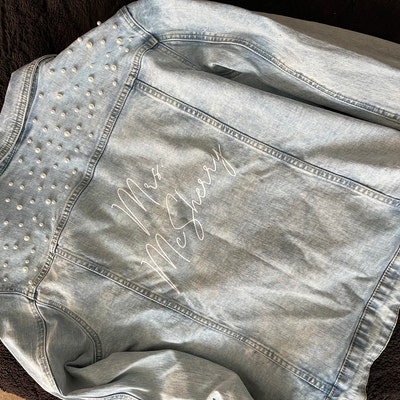 Bridal Shower Giftbride Denim Jacket With Pearls Customized - Etsy