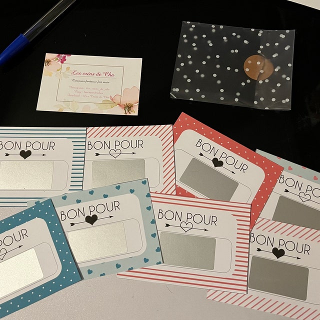 10 Cartes à Gratter Dorées Avec Enveloppes - Feux D'artifice - Pour Anniversaire, Tombola, Cadeaux Surprises