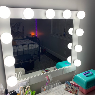 White Vanity Mirror With Lights 32 X 28 Made in the USA - Etsy